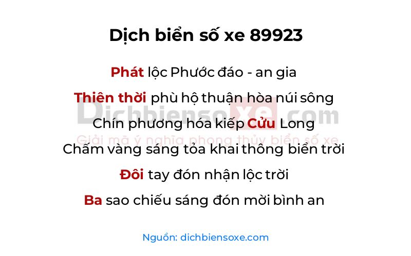 Dịch thơ biển số 89923