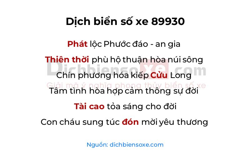 Dịch thơ biển số 89930