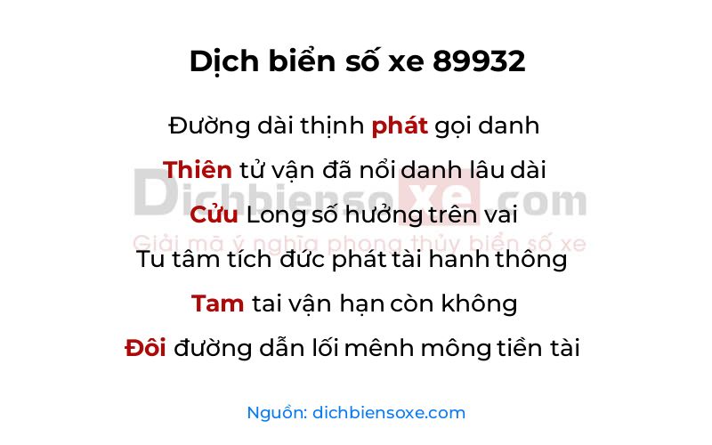 Dịch thơ biển số 89932