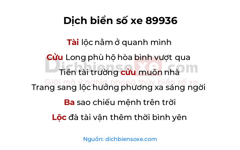 Dịch thơ biển số 89936
