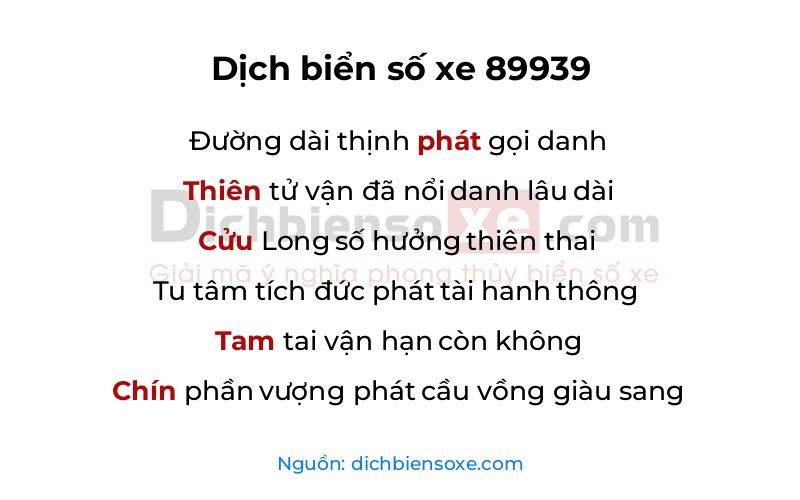 Dịch thơ biển số 89939