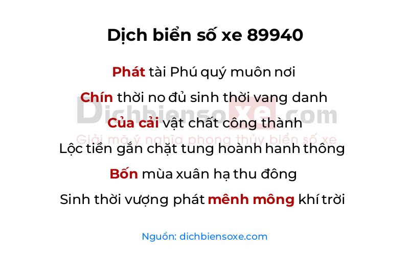 Dịch thơ biển số 89940