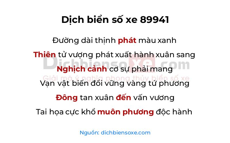 Dịch thơ biển số 89941