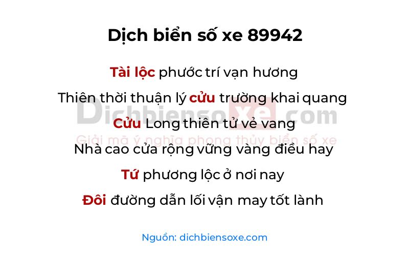 Dịch thơ biển số 89942