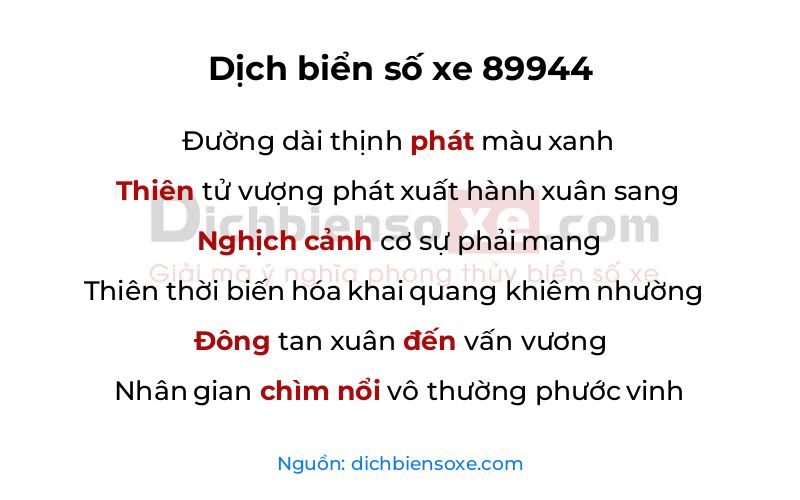 Dịch thơ biển số 89944