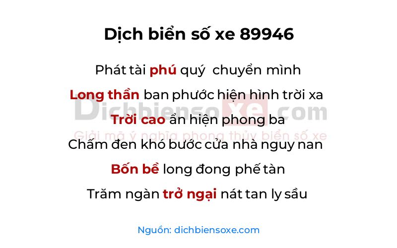 Dịch thơ biển số 89946