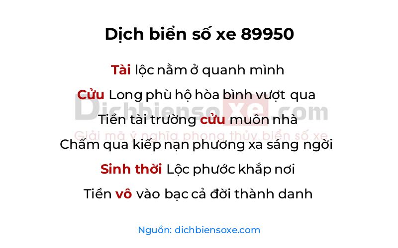 Dịch thơ biển số 89950