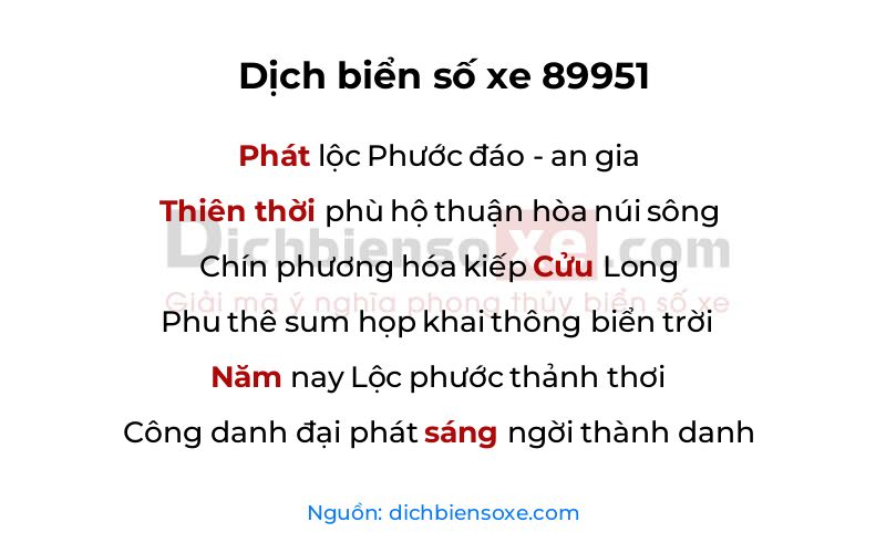 Dịch thơ biển số 89951