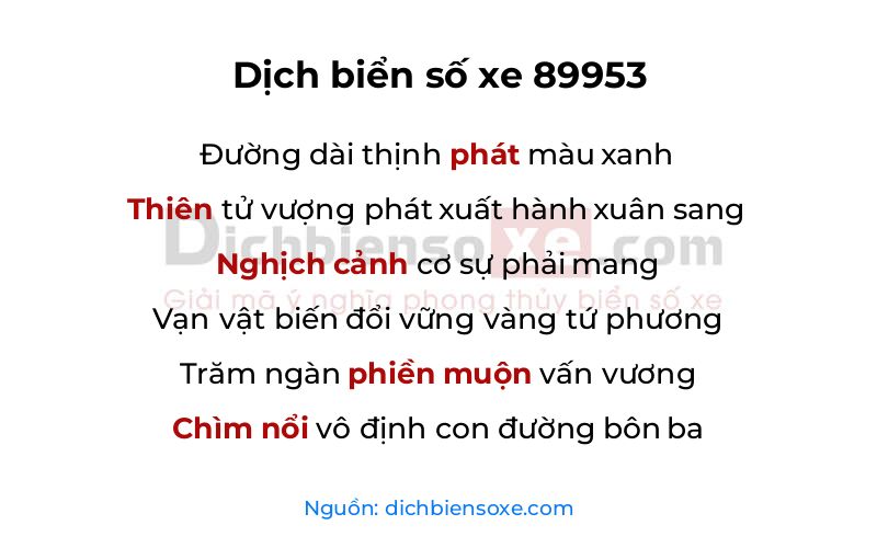 Dịch thơ biển số 89953