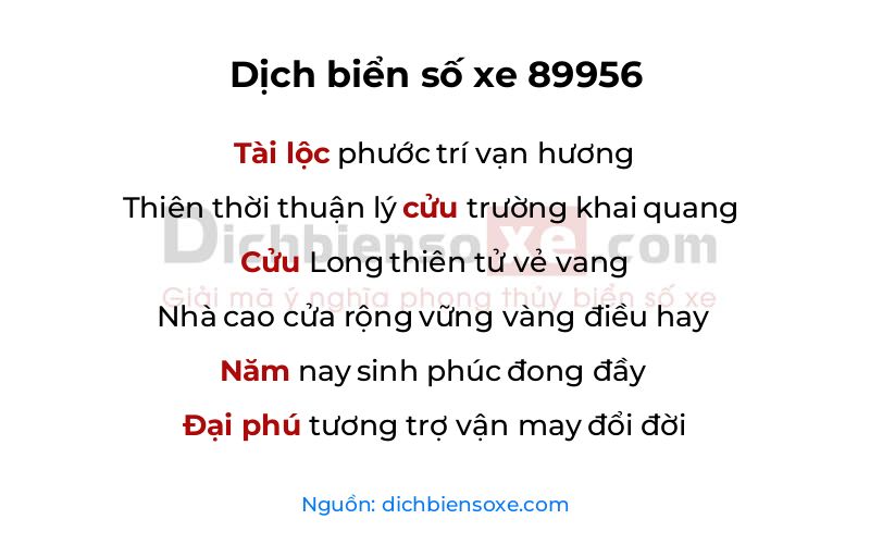 Dịch thơ biển số 89956