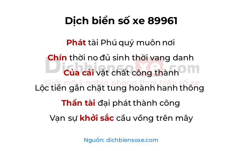 Dịch thơ biển số 89961