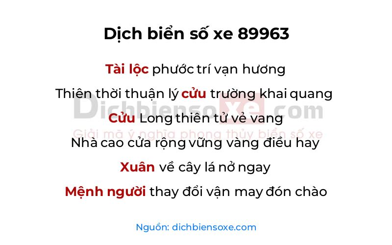 Dịch thơ biển số 89963