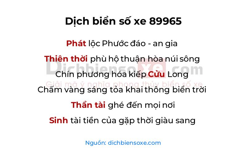 Dịch thơ biển số 89965