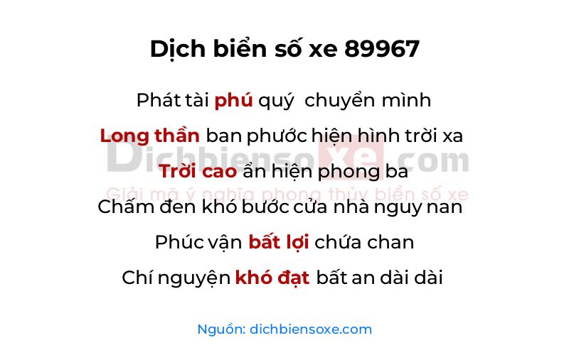 Dịch thơ biển số 89967