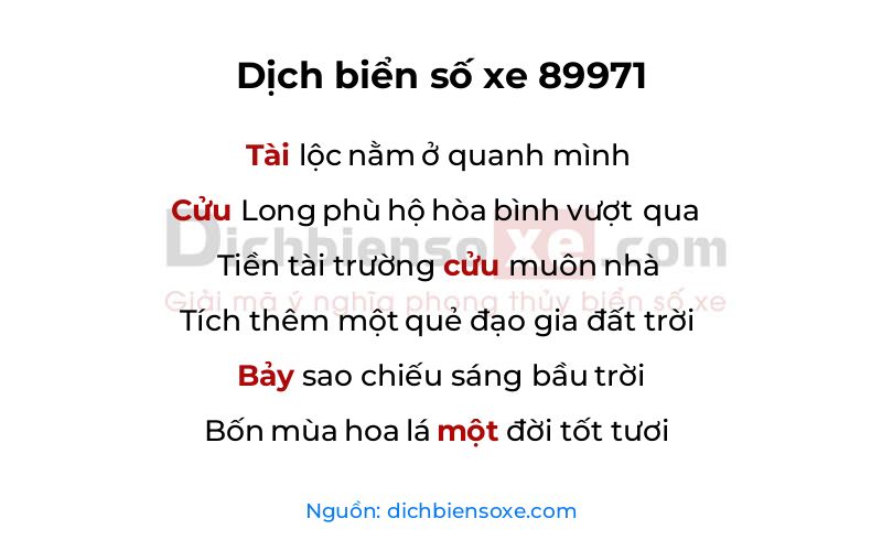 Dịch thơ biển số 89971