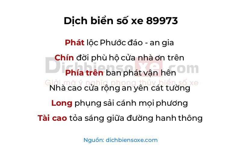 Dịch thơ biển số 89973