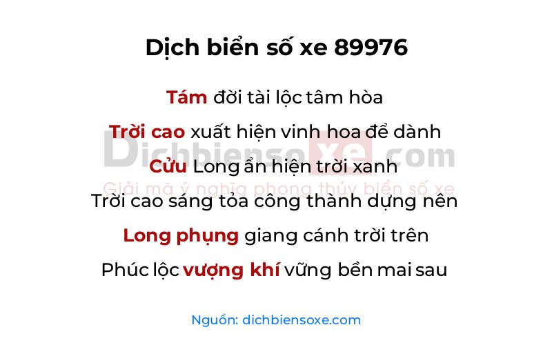 Dịch thơ biển số 89976