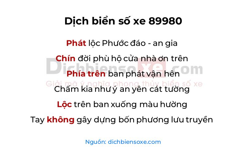 Dịch thơ biển số 89980