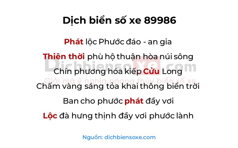 Dịch thơ biển số 89986