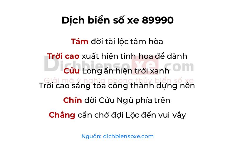 Dịch thơ biển số 89990