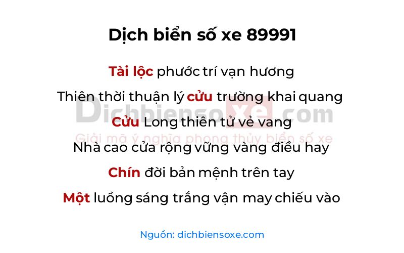 Dịch thơ biển số 89991