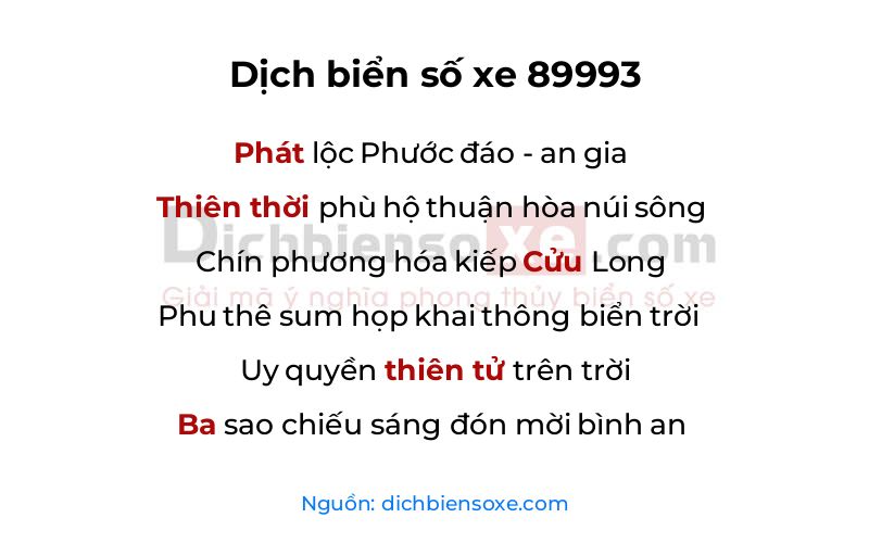 Dịch thơ biển số 89993