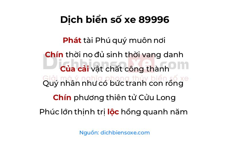 Dịch thơ biển số 89996