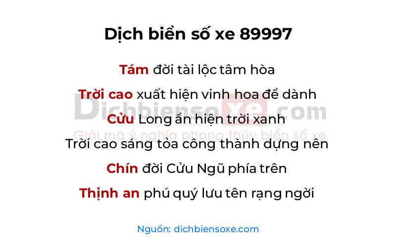 Dịch thơ biển số 89997