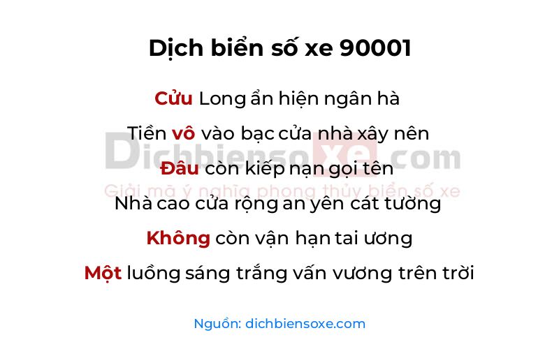 Dịch thơ biển số 90001