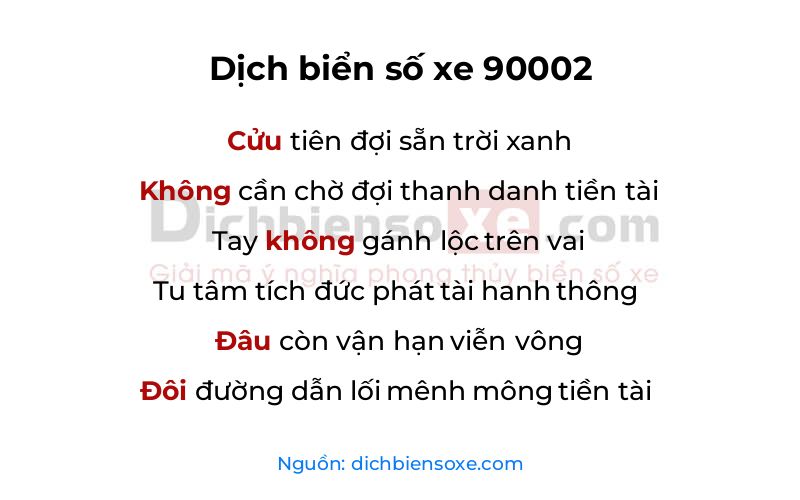 Dịch thơ biển số 90002