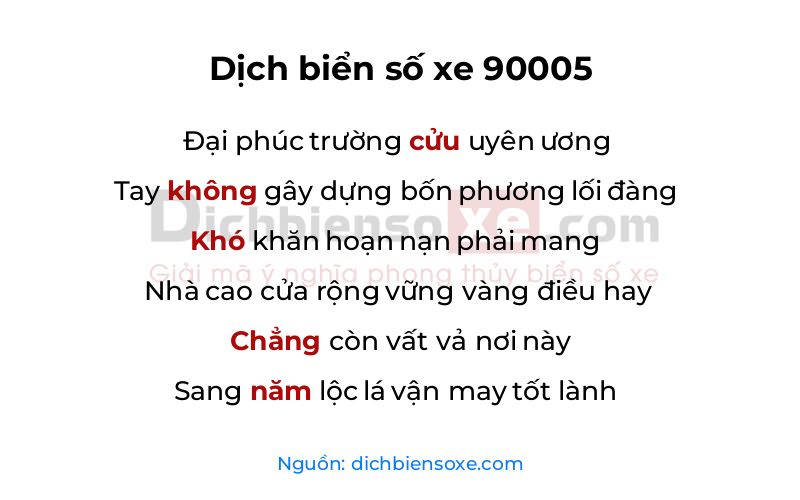 Dịch thơ biển số 90005