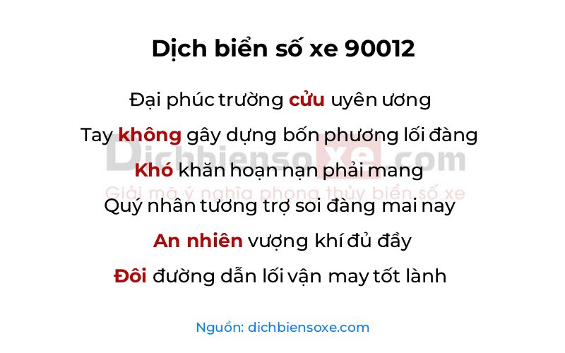 Dịch thơ biển số 90012