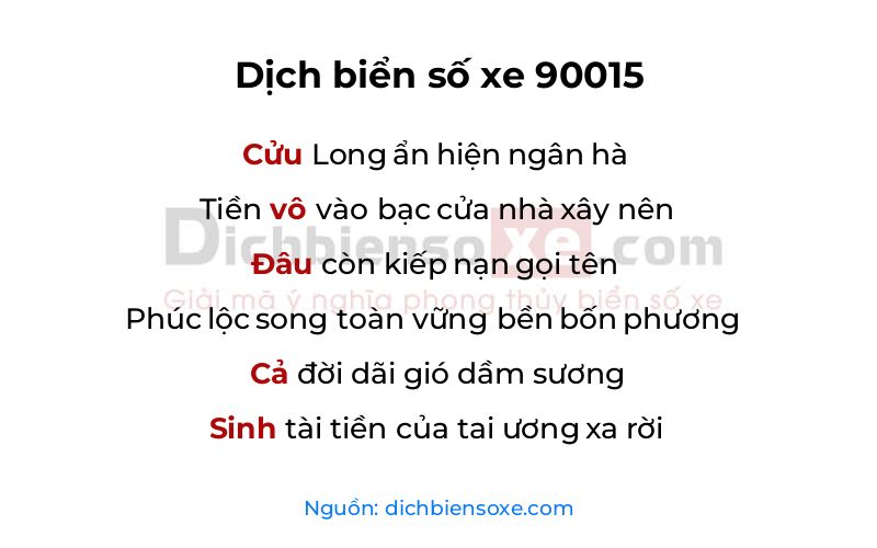 Dịch thơ biển số 90015