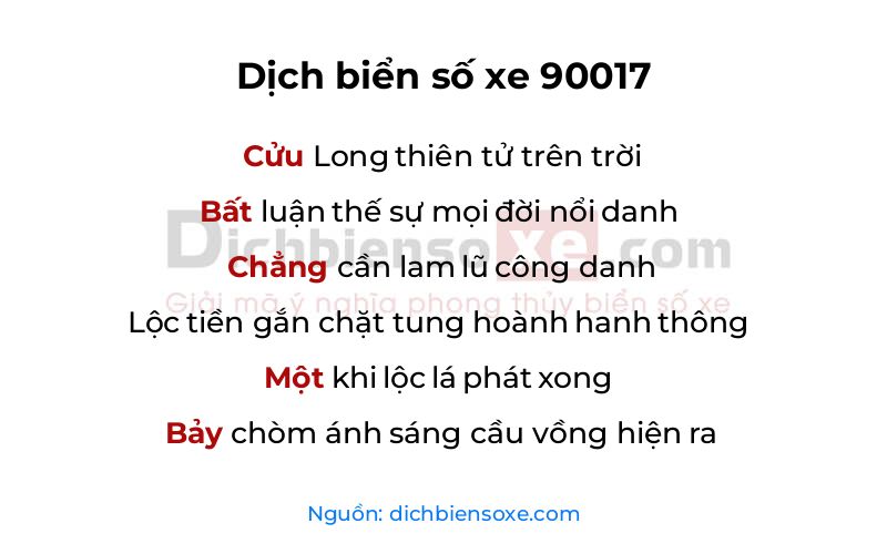 Dịch thơ biển số 90017