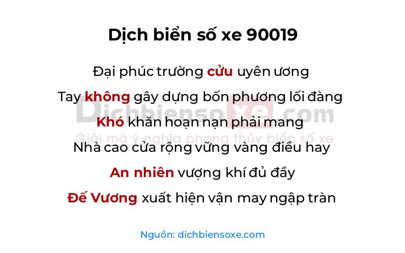 Dịch thơ biển số 90019