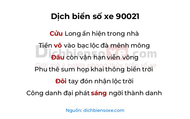 Dịch thơ biển số 90021