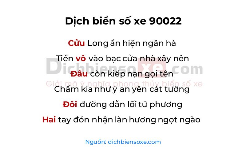 Dịch thơ biển số 90022