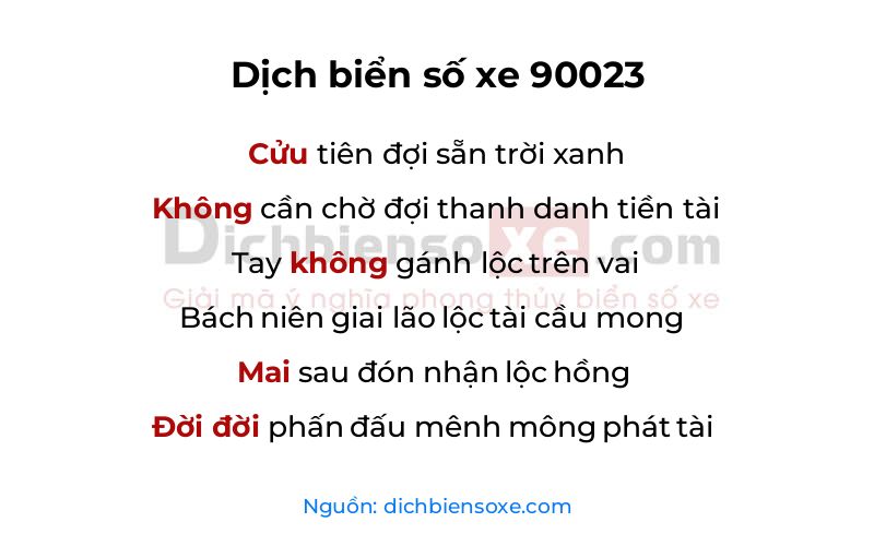 Dịch thơ biển số 90023