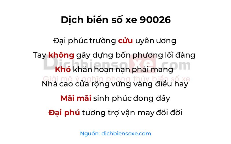 Dịch thơ biển số 90026