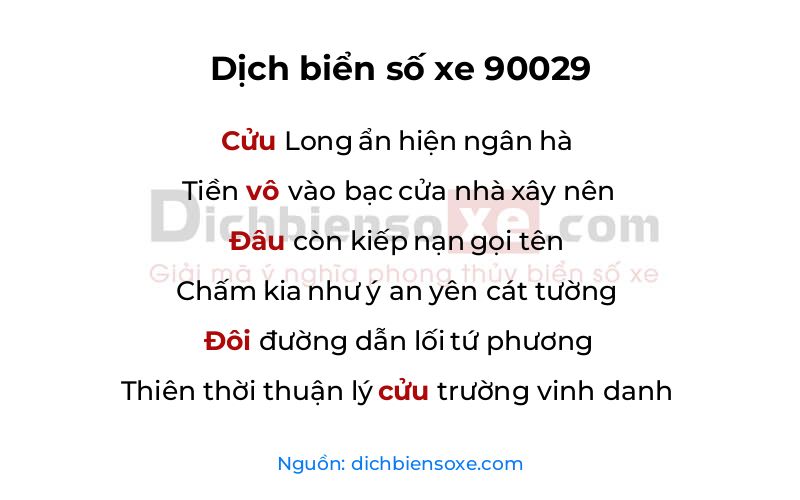 Dịch thơ biển số 90029