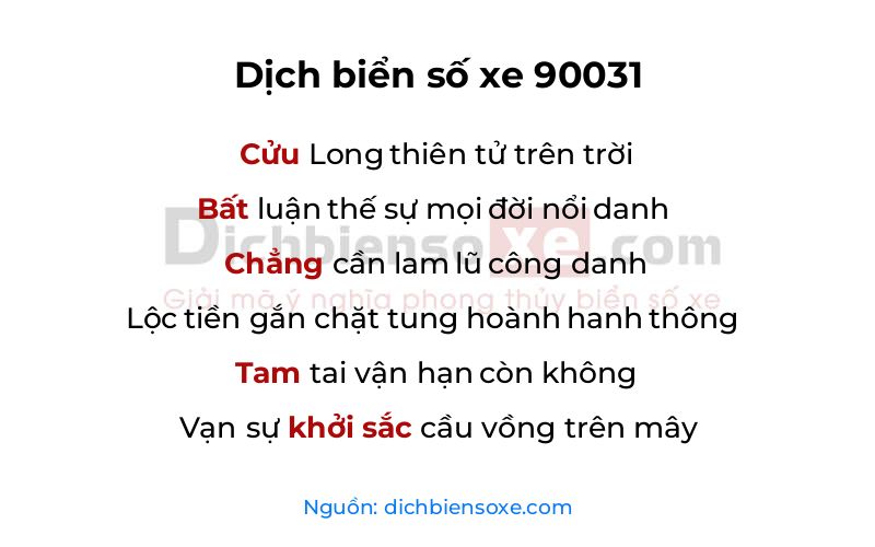 Dịch thơ biển số 90031