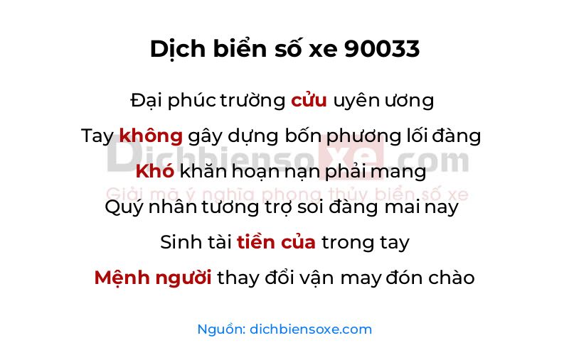 Dịch thơ biển số 90033