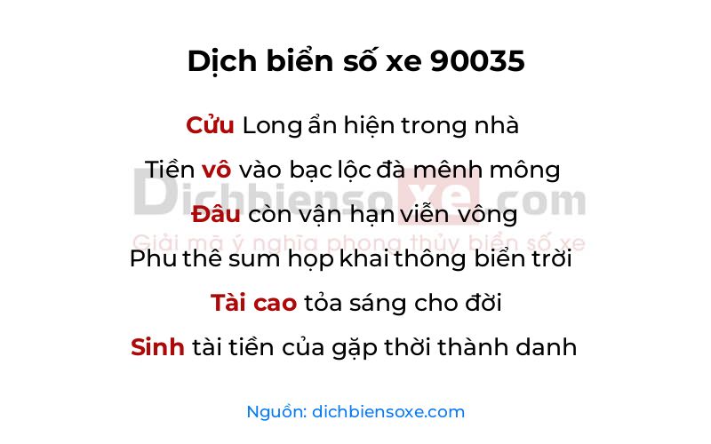 Dịch thơ biển số 90035