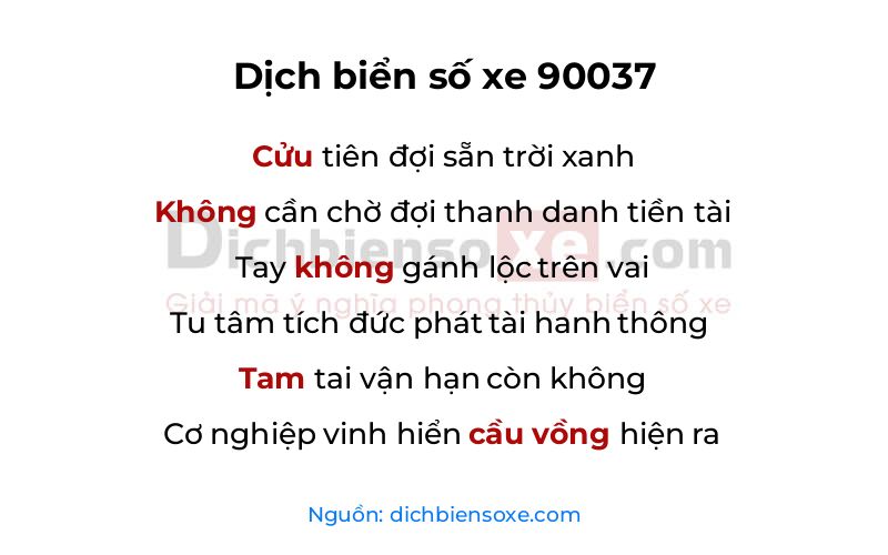 Dịch thơ biển số 90037