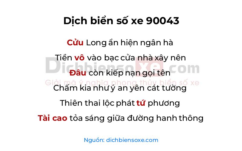 Dịch thơ biển số 90043