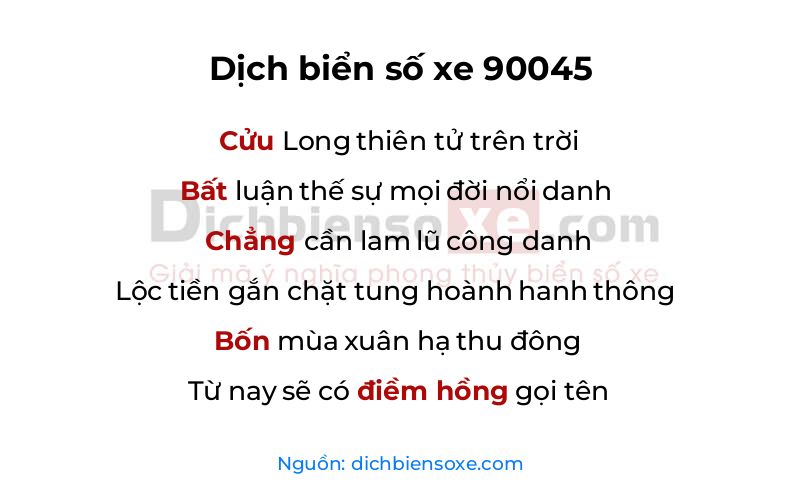 Dịch thơ biển số 90045