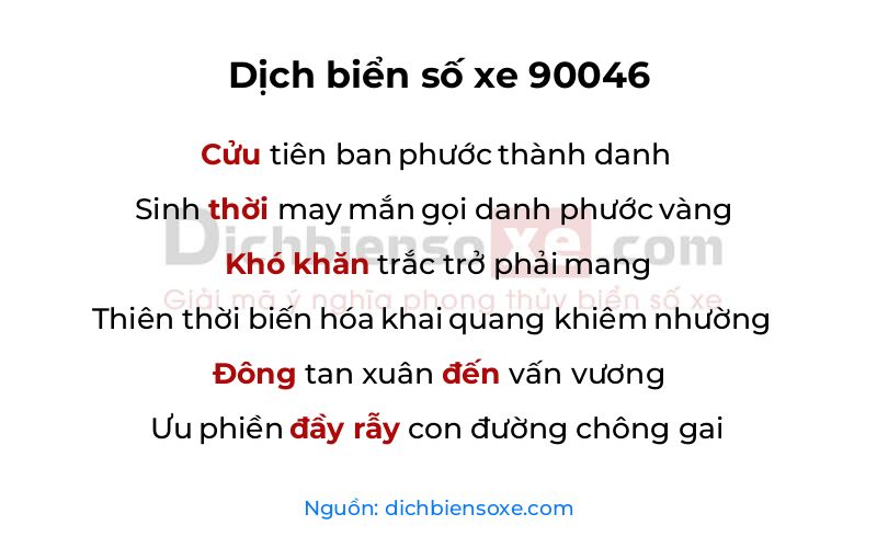 Dịch thơ biển số 90046