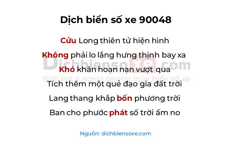 Dịch thơ biển số 90048