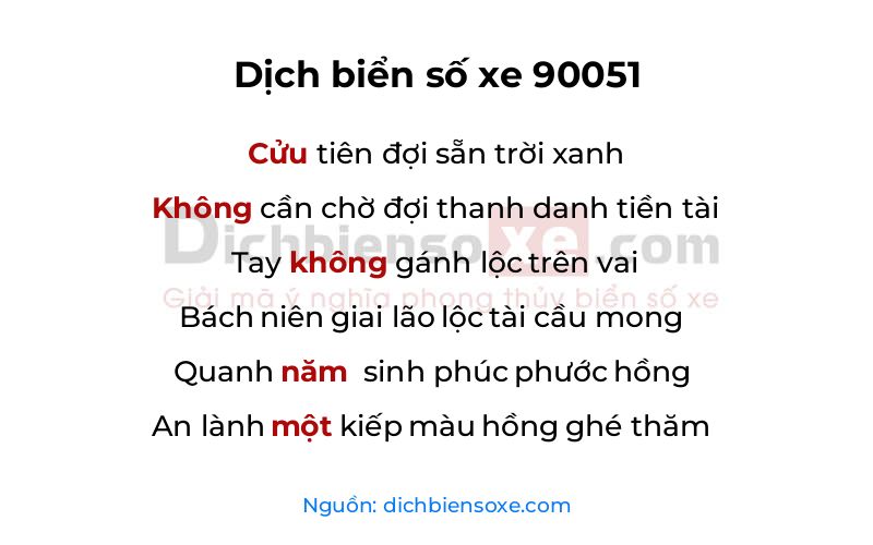 Dịch thơ biển số 90051