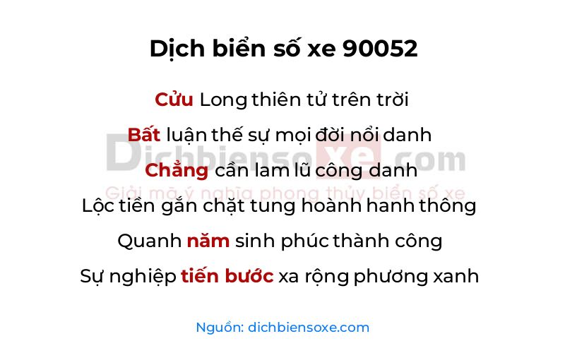 Dịch thơ biển số 90052